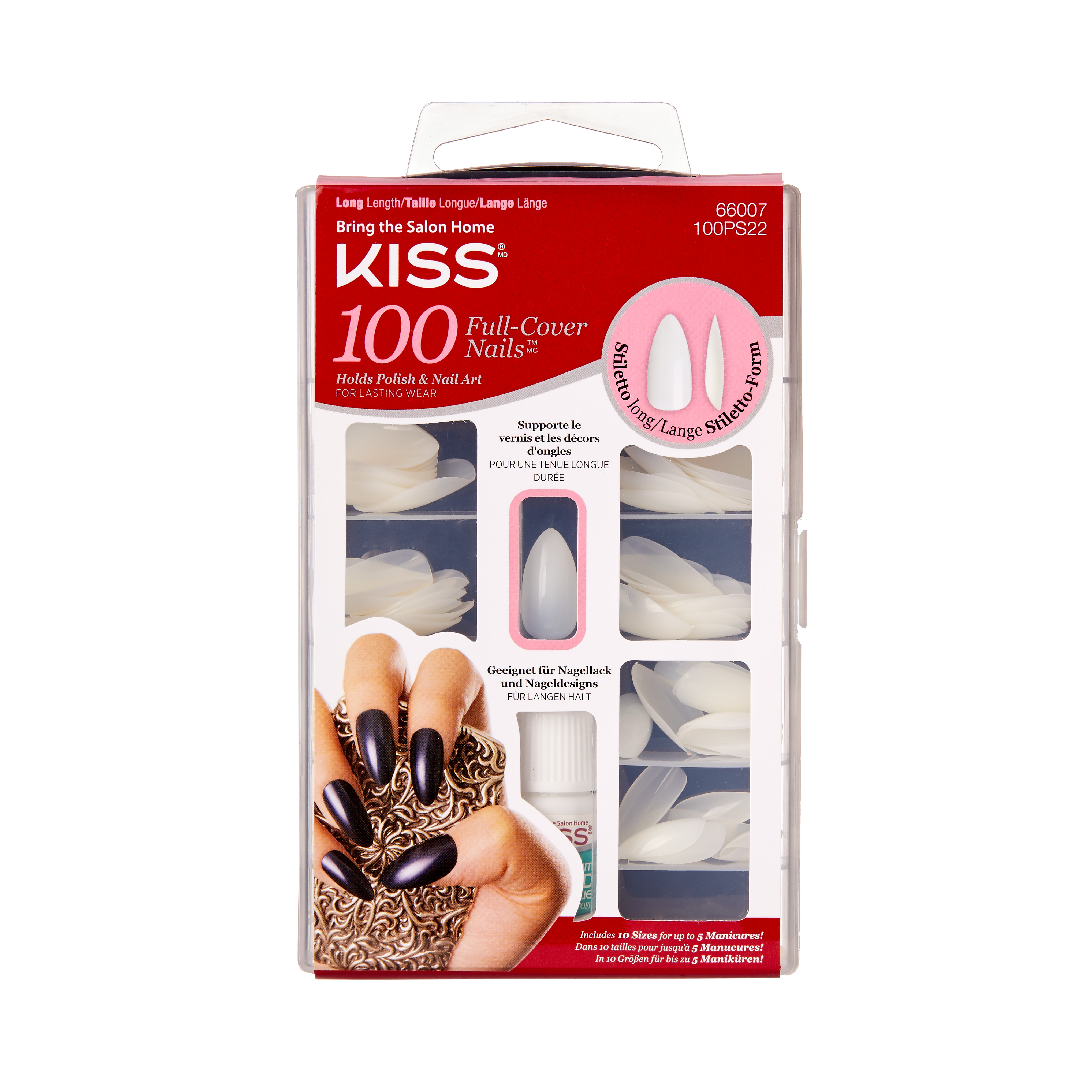 100ც ფრჩხილის შეკვრაKS 100 NAILS - Long Stiletto- Kiss